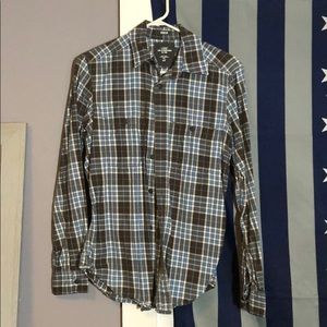 H&M L.O.G.G Button Down Shirt Brown, Blue, White